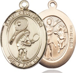 [7605GF] 14kt Gold Filled Saint Sebastian Tennis Medal