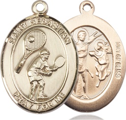 [7605GF] 14kt Gold Filled Saint Sebastian Tennis Medal