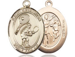 [7605GF] 14kt Gold Filled Saint Sebastian Tennis Medal