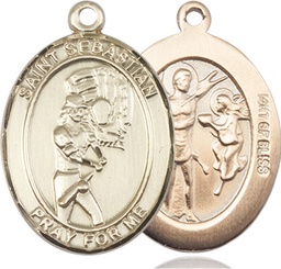 [7607GF] 14kt Gold Filled Saint Sebastian Softball Medal