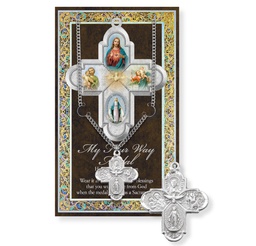[HI-950-810] My Four Way Picture Genuine Pewter Medal on a 24" Chain with Biography and Picture Folder