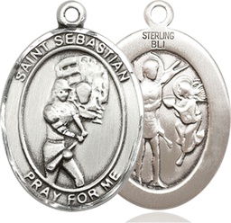 [7607SS] Sterling Silver Saint Sebastian Softball Medal