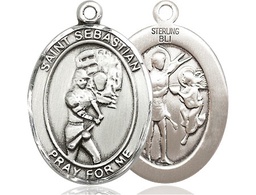 [7607SS] Sterling Silver Saint Sebastian Softball Medal