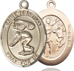 [7611GF] 14kt Gold Filled Saint Sebastian Swimming Medal