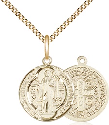 [0026BGF/18G] 14kt Gold Filled Saint Benedict Pendant on a 18 inch Gold Plate Light Curb chain
