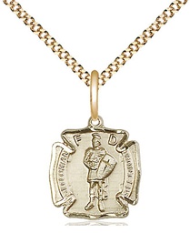 [5686GF/18G] 14kt Gold Filled Saint Florian Pendant on a 18 inch Gold Plate Light Curb chain