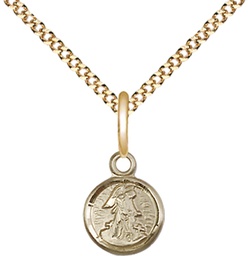 [2340GF/18G] 14kt Gold Filled Guardian Angel Pendant on a 18 inch Gold Plate Light Curb chain