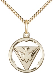 [4224GF/18G] 14kt Gold Filled Holy Spirit Pendant on a 18 inch Gold Plate Light Curb chain