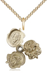 [0202GF/18G] 14kt Gold Filled Rosebud Pendant on a 18 inch Gold Plate Light Curb chain