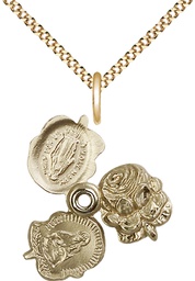 [0202GF/18G] 14kt Gold Filled Rosebud Pendant on a 18 inch Gold Plate Light Curb chain