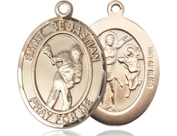 [7616GF] 14kt Gold Filled Saint Sebastian Lacrosse Medal