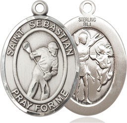 [7616SS] Sterling Silver Saint Sebastian Lacrosse Medal