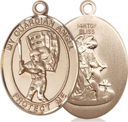 [7700GF] 14kt Gold Filled Guardian Angel Baseball Medal