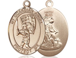 [7700GF] 14kt Gold Filled Guardian Angel Baseball Medal