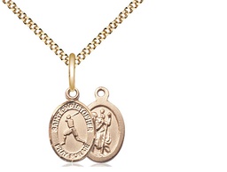 [9150GF/18G] 14kt Gold Filled Saint Christopher Baseball Pendant on a 18 inch Gold Plate Light Curb chain