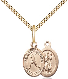 [9150GF/18G] 14kt Gold Filled Saint Christopher Baseball Pendant on a 18 inch Gold Plate Light Curb chain