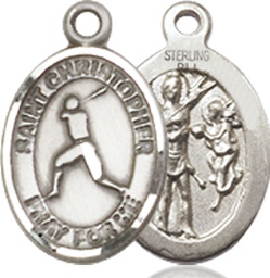 [9150SS] Sterling Silver Saint Christopher Baseball Medal