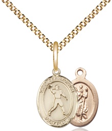 [9151GF/18G] 14kt Gold Filled Saint Christopher Football Pendant on a 18 inch Gold Plate Light Curb chain