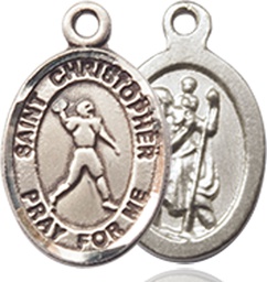 [9151SS] Sterling Silver Saint Christopher Football Medal