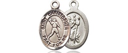 [9151SS] Sterling Silver Saint Christopher Football Medal