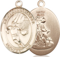 [7702GF] 14kt Gold Filled Guardian Angel Basketball Medal