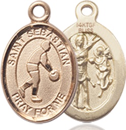 [9163GF] 14kt Gold Filled Saint Sebastian Basketball Medal