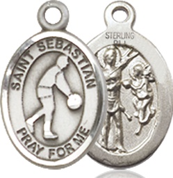 [9163SS] Sterling Silver Saint Sebastian Basketball Medal