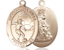[7703GF] 14kt Gold Filled Guardian Angel Soccer Medal