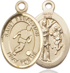 [9164GF] 14kt Gold Filled Saint Sebastian Soccer Medal