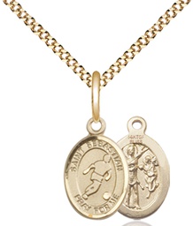 [9164GF/18G] 14kt Gold Filled Saint Sebastian Soccer Pendant on a 18 inch Gold Plate Light Curb chain