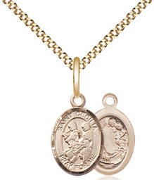 [9179GF/18G] 14kt Gold Filled Saint Cecilia Marching Band Pendant on a 18 inch Gold Plate Light Curb chain