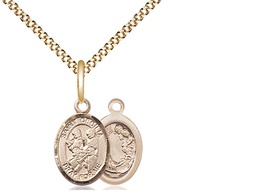 [9179GF/18G] 14kt Gold Filled Saint Cecilia Marching Band Pendant on a 18 inch Gold Plate Light Curb chain