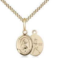 [9181GF/18G] 14kt Gold Filled Saint Rita Baseball Pendant on a 18 inch Gold Plate Light Curb chain