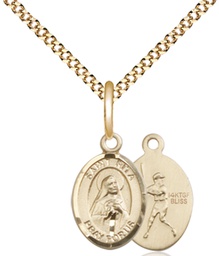 [9181GF/18G] 14kt Gold Filled Saint Rita Baseball Pendant on a 18 inch Gold Plate Light Curb chain