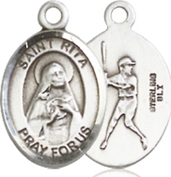 [9181SS] Sterling Silver Saint Rita Baseball Medal