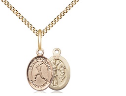 [9183GF/18G] 14kt Gold Filled Saint Sebastian  Softball Pendant on a 18 inch Gold Plate Light Curb chain