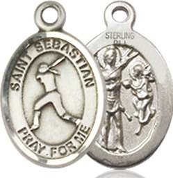 [9183SS] Sterling Silver Saint Sebastian  Softball Medal