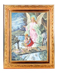 [HI-862-350] 8 1/4" x 10 1/4" Gold Ornate Frame with a 6" x 8" Guardian Angel Print