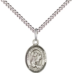 [9200SS/18S] Sterling Silver Saint Martin of Tours Pendant on a 18 inch Light Rhodium Light Curb chain
