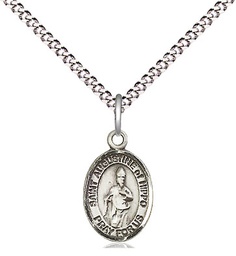 [9202SS/18S] Sterling Silver Saint Augustine of Hippo Pendant on a 18 inch Light Rhodium Light Curb chain