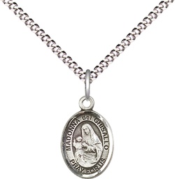 [9203SS/18S] Sterling Silver Saint Madonna Del Ghisallo Pendant on a 18 inch Light Rhodium Light Curb chain