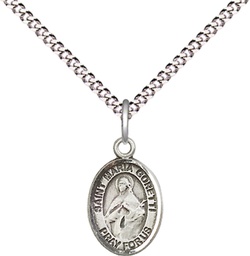 [9208SS/18S] Sterling Silver Saint Maria Goretti Pendant on a 18 inch Light Rhodium Light Curb chain