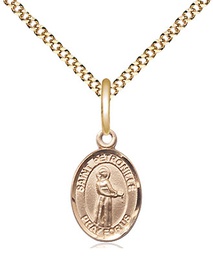 [9209GF/18G] 14kt Gold Filled Saint Petronilla Pendant on a 18 inch Gold Plate Light Curb chain