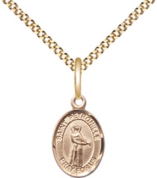 [9209GF/18G] 14kt Gold Filled Saint Petronilla Pendant on a 18 inch Gold Plate Light Curb chain