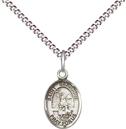 [9211SS/18S] Sterling Silver Saint Germaine Cousin Pendant on a 18 inch Light Rhodium Light Curb chain