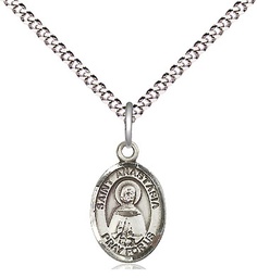 [9213SS/18S] Sterling Silver Saint Anastasia Pendant on a 18 inch Light Rhodium Light Curb chain