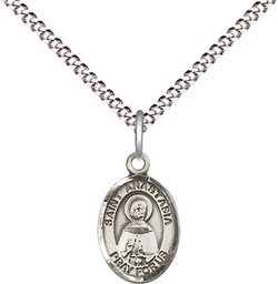 [9213SS/18S] Sterling Silver Saint Anastasia Pendant on a 18 inch Light Rhodium Light Curb chain