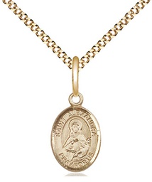 [9215GF/18G] 14kt Gold Filled Saint Alexandra Pendant on a 18 inch Gold Plate Light Curb chain