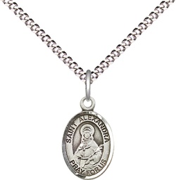 [9215SS/18S] Sterling Silver Saint Alexandra Pendant on a 18 inch Light Rhodium Light Curb chain
