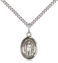 [9216SS/18S] Sterling Silver Saint Barnabas Pendant on a 18 inch Light Rhodium Light Curb chain